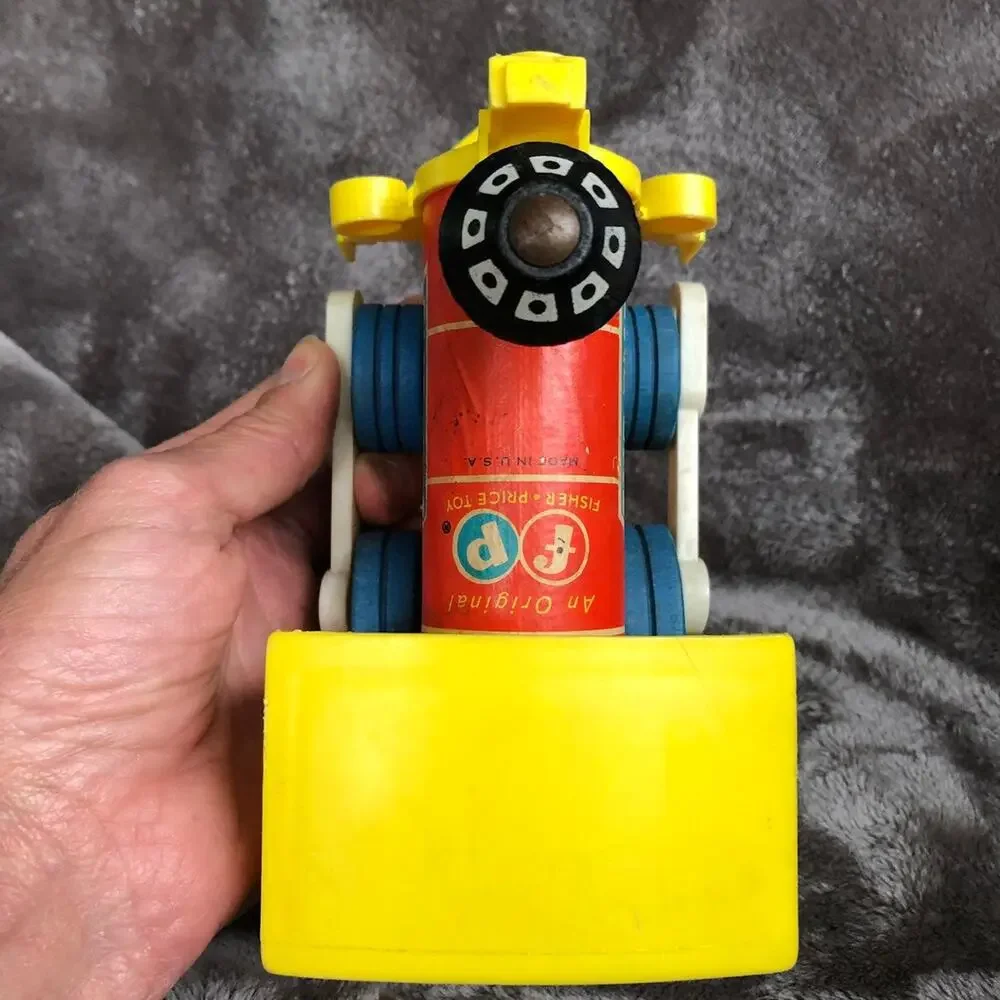 Vintage Fisher Price Train Engine 1964 Locomotive Toy #643 Toot Toot Blue Wheels